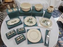 Large Box of Assorted of Avon & Lennox Christmas Pottery & Accessories