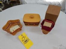 Longaberger 1996 Father's Day Address Basket, 2001 Red Little Star Basket, & NIB 2007 Hearts Delight