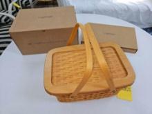 NIB 2000 Longaberger Founder's Market Basket w/ Protector & NIB Lid