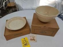 NIB Longaberger Pottery American Craft Originals Pie Plate & 10 In. Bowl