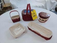 (5) Longaberger Holiday Collection Baskets w/ Liners, Lids, & Protectors