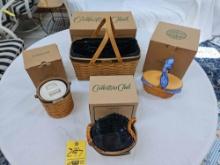 NIB Longaberger Collector's Club 1999 Renewal Basket, 2005 Gathering Basket, 2006 Anniversary