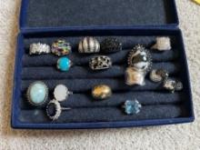Box of costume jewelry - rings