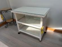 2 Wicker stands with glass tops