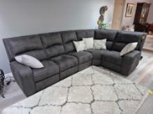 Modern Faux Leather Electric Reclining Sectional w/ Matching Ottoman