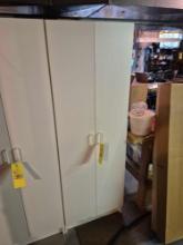 6 Ft. Wooden Storage Cabinet & Contents - Large Assortment of Tupperware