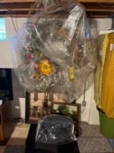 Very Large decorative wreaths , framed painting, and throw pillows