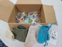 Assortment of Vintage Marbles and Bags