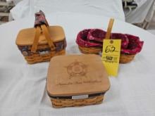 (3) Small Signed Longaberger Baskets - 2005 Peace Officers Memorial Service, 2000 Table Toppers, &