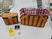 Longaberger Collector's Club 2001 Whistle-Stop Basket & 2002 All-American Hostess Block Party Basket