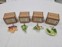 (4) NIB Longaberger Collector's Club Eschman Meadows Glass Leaves