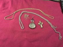 Marked Sterling Silver Necklaces, Pennants 42.7 Grams