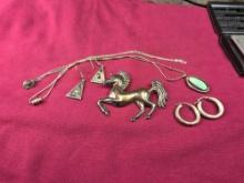 Horse Marked Mexican Silver, Others appears to Be Sterling Not Marked 42.5 Grams