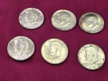 6 1964 Kennedy Silver Half Dollars