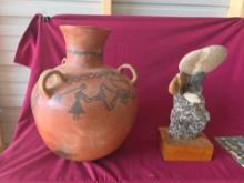 Painted Pottery, Tiki Tree, Stone Art, Metal Art