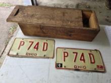License Plates, Ingersoll Rand Slide Top Wood Crate