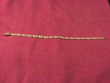Marked 14Kt Gold Heart Bracelet 4.2 Grams