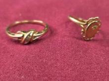 2 Marked 10Kt Gold Ladies Rings 2.5 Grams