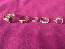 5 Early Rings Appears To Be Gold Not Marked 7.4 Grams