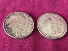 2 Morgan US Silver Dollars 1889, 1896