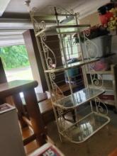 IVORY HEAVY AND VERY STURDY BAKERS RACK WITH GLASS SHELVES