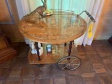 Ornate Inlaid Tea Cart