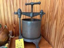Cast Iron fruit and lard press
