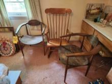 Rocking Chair and Two Vintage Chairs