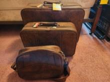 Three Piece Leather Luggage Set
