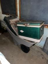 Yard Cart, Coleman Cooler, Shelf