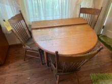 Oak Drop Leaf Dining Table and (3) Chairs