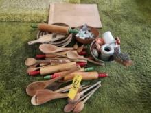 Wood Kitchen Utensils, Wood Bowls, Cookie Cutters, Cookie Press