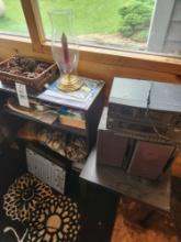 Stereo and Shelves with Contents
