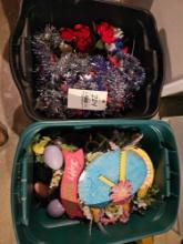 2 totes of holiday decor