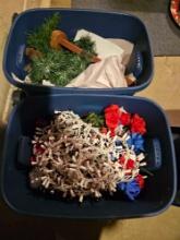 2 totes of holiday decor