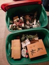 2 totes of holiday decor
