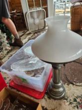 Milkglass lamp, pattern glass