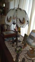 Floor Lamp, Eagle Glass Shade Lamp, brass lamp and octagonal end table