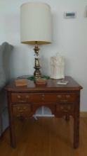 Century 3 drawer side table & brass lamp