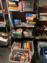 shelf and childrens games and toys