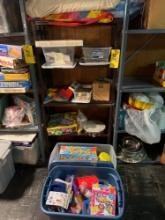 shelf w childrens games and toys