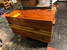 Wood chest/toy box w material