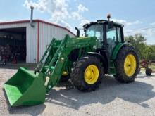2023 John Deere 6120M tractor w/600R loader, sells with bucket and spear