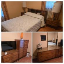 Dixie 6pc Mid Century Modern Bedroom Suite & 2 Lamps