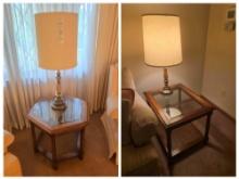 2 Lamps and 2 Glass Top End Stands