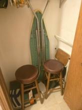 2 Bar Stools, Step Stool, Ironing Board