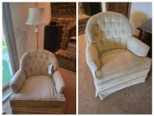 2 Fairfield Upholstered Swivel Chairs and Floor Lamp