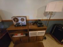 2 Stands, Floor Lamp, Akai 4000DS reel to reel, Program Recorder