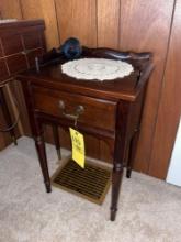 lamp table, signed glass paperweight