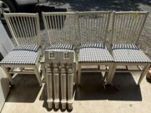 White Heavy dining room table w/ 4 matching chairs